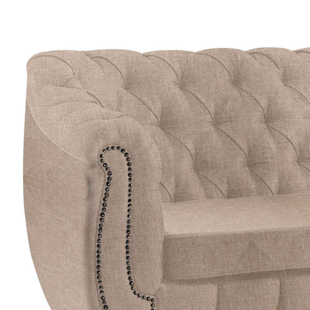 SOFÁ CHESTERFIELD 3 LUGARES LINHO BEGE - Detalhes do acabamento